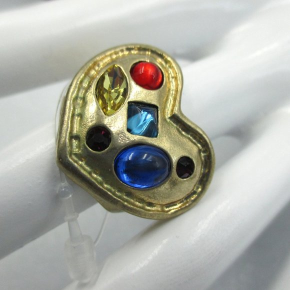 CHICO'S Heart Ring Simulated Stone Colorful Statement $71 - Picture 4 of 5